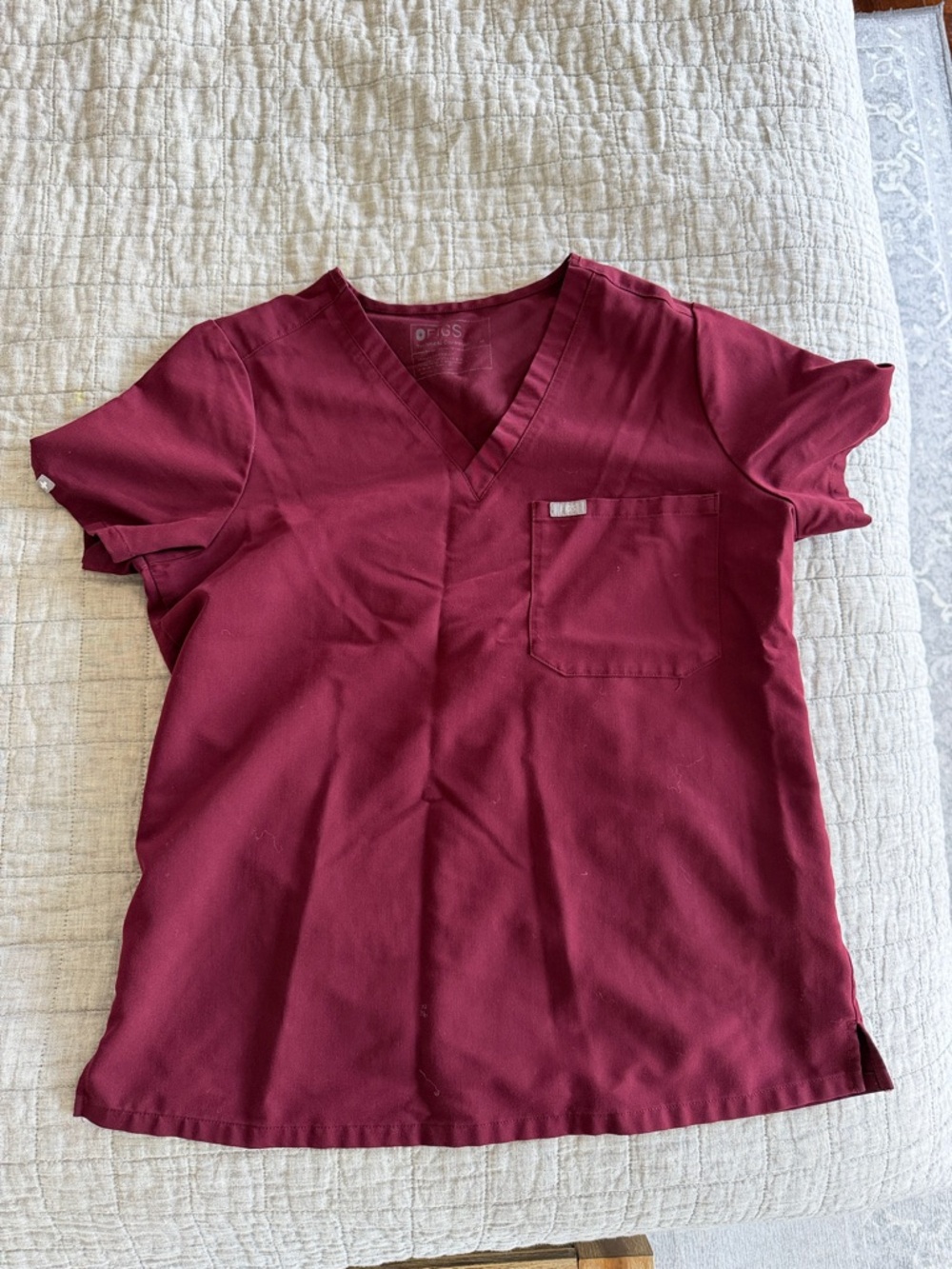 FIGS Women's V-neck Medical Scrub Top in Burgundy